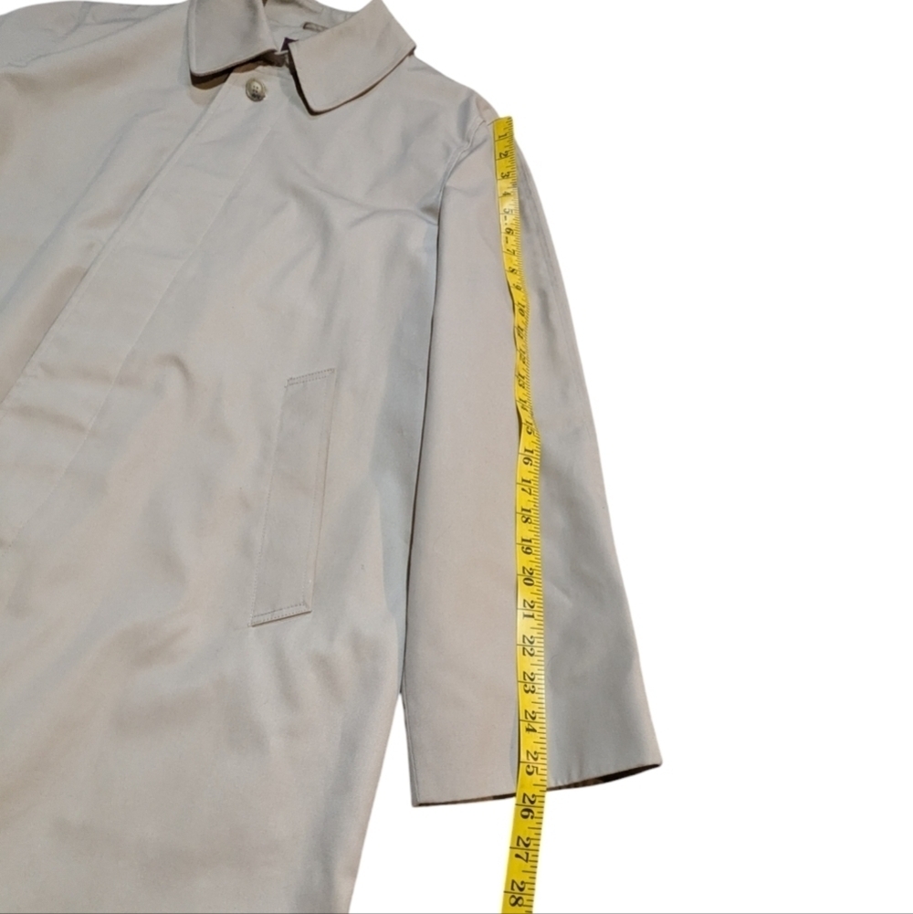 Vintage Nordstrom Classic Tan Cotton Blend Trench Coat Size 40R Preppy Retro - Picture 9 of 9